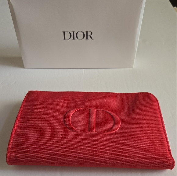 Dior Red Canvas Pouch - Picture 1 of 6